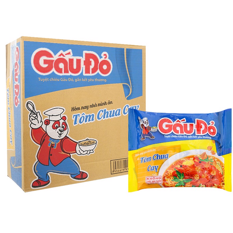 Combo 2 Thùng Mì Gấu Đỏ Chua Cay 30 gói X 63gr