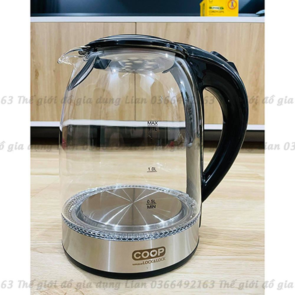 [FREESHIP] Bình đun siêu tốc Lock&Lock thủy tinh 1,7L - Ấm đun siêu tốc Lock&Lock thủy tinh 1.7L