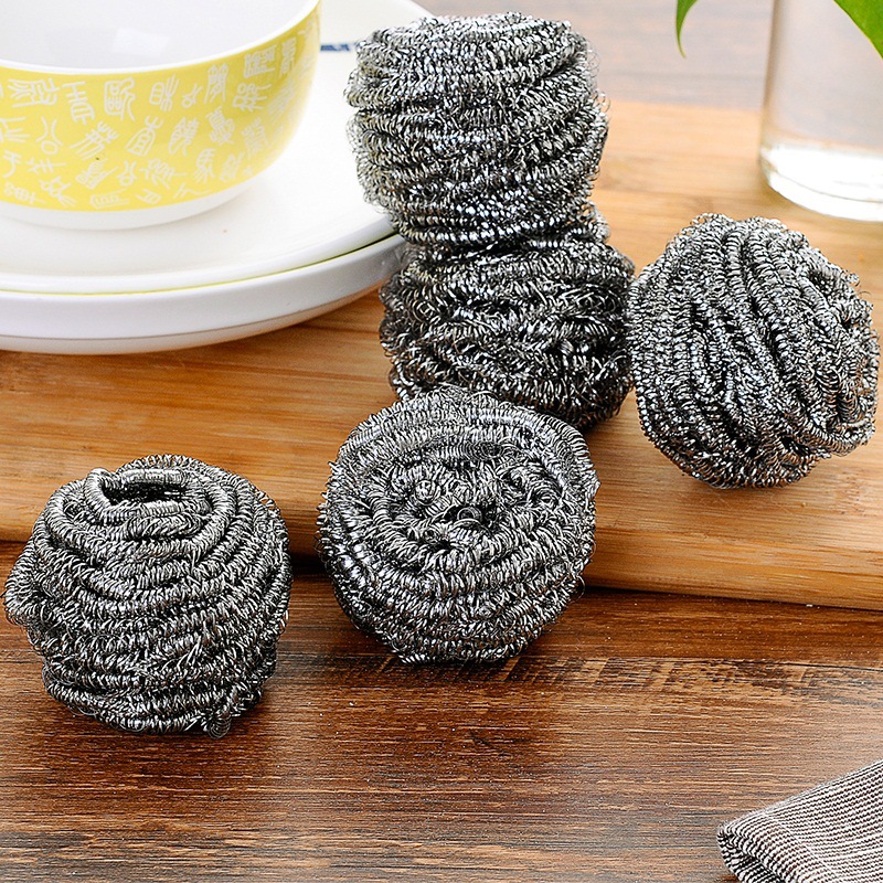 Set 6 búi sắt cọ rửa xoong nồi bằng thép không gỉ