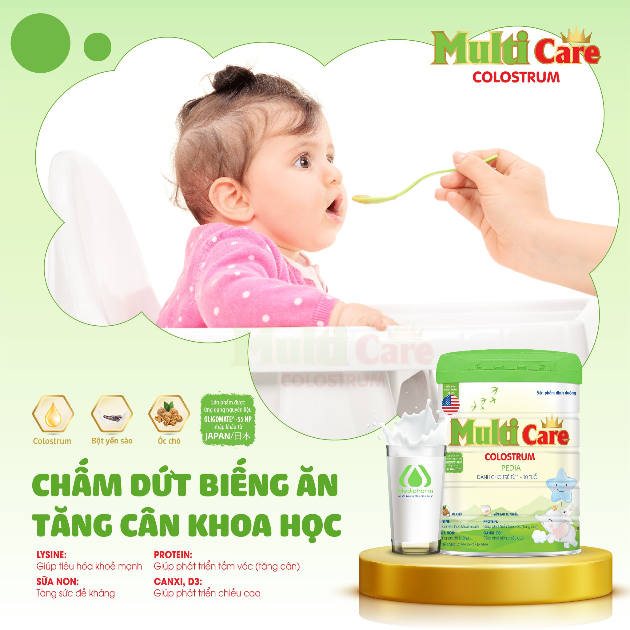 Sữa bột tăng cân khỏe mạnh Multicare Pedia (1-10 tuổi) 900g