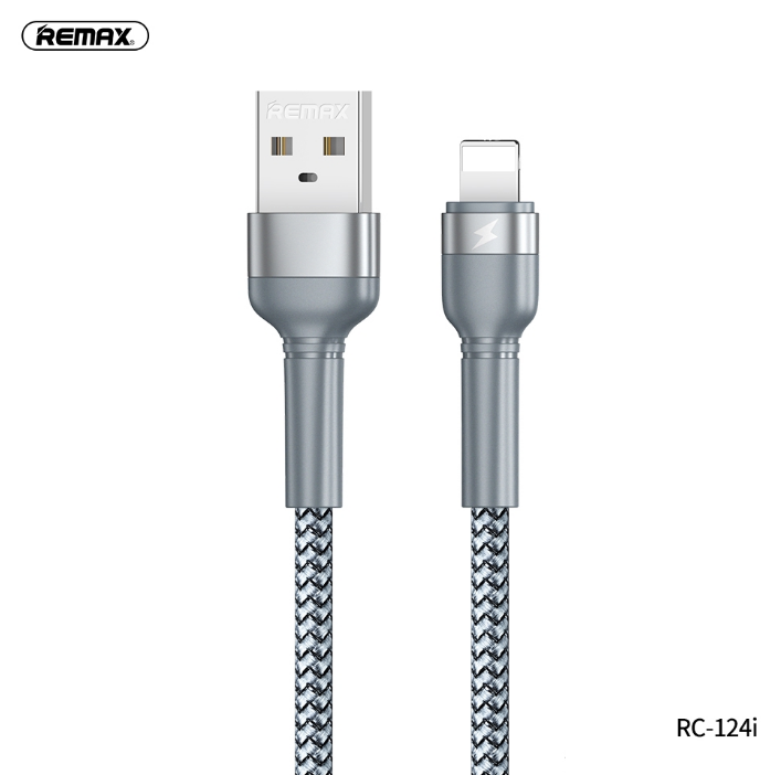 Cáp sạc nhanh cho iPhone cổng Lightning Remax RC-124i Data Jany Series thân bọc kim loại dài 1 mét max 2.4A