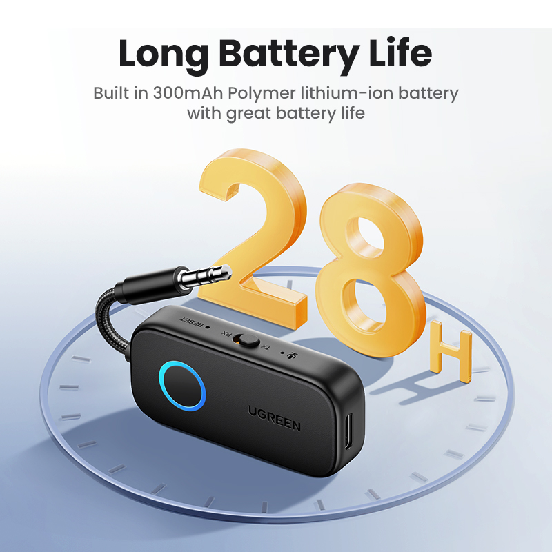 UGREEN Bluetooth 5.4 5.2 Transmitter Receiver 2-in-1 Wireless 3.5mm Aux Bluetooth Adapter Compatible with Car Home Stereo System Headphones Model: 35222