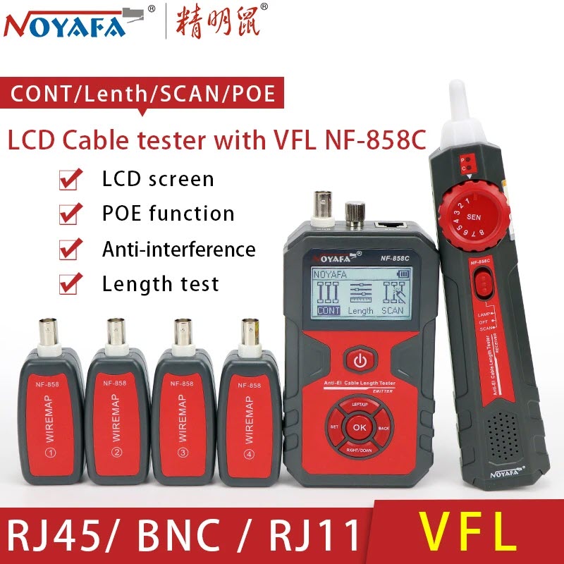 Máy test mạng đa năng 6 trong 1 noyafa nf-858c - hàng nhập khẩu. noyafa nf-858c network cable tester portable cat 5 cat 6 rj11 bnc cable finder measuring cable length and breakpoints with light