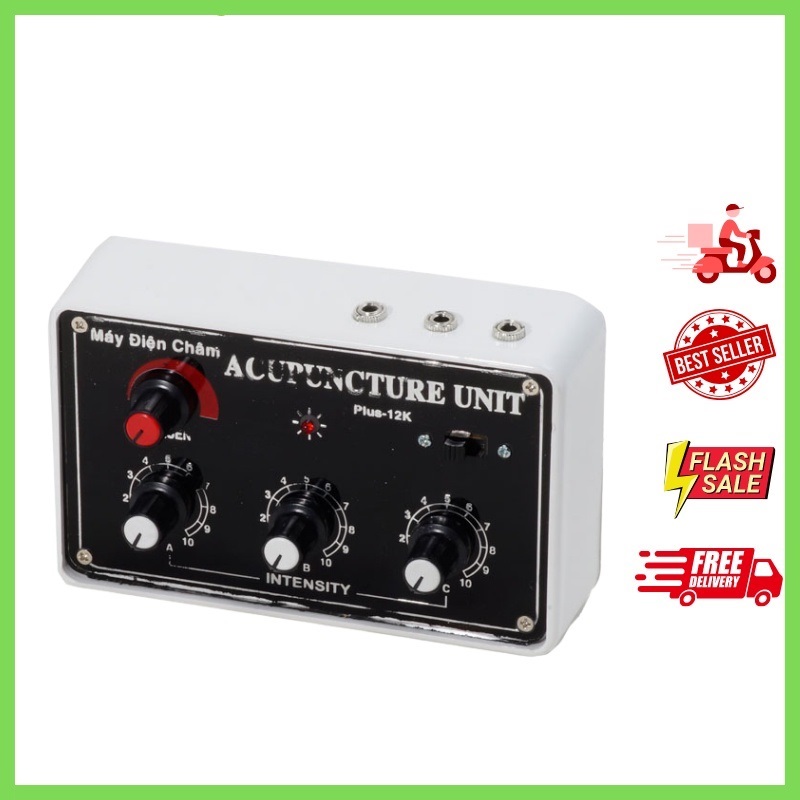 Máy châm cứu điện châm 12 kim 3 cọc tặng kèm 4 pin AA