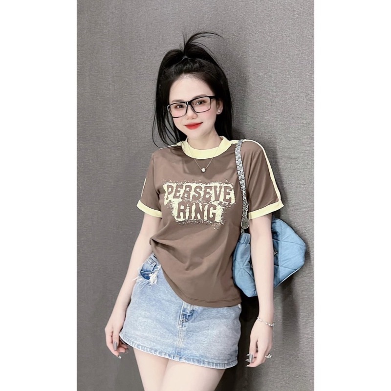 Áo thun nữ Baby Tee PERSEVE phối sọc cá tính