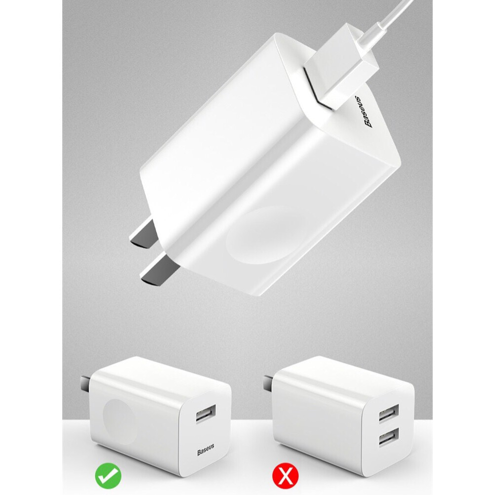 Đầu Sạc Nhanh Baseus 24W (1U-24W-Công nghê PD 3.0) Trắng- Mã Cᴄall-AX02