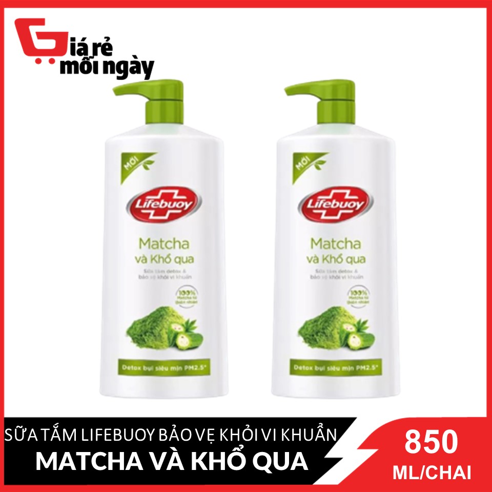 [HCM ship 2h] Combo 2 Sữa Tắm Lifebuoy Bảo Vệ Khỏi Vi Khuẩn Matcha Và Khổ Qua (Xanh Lá) Chai 800G