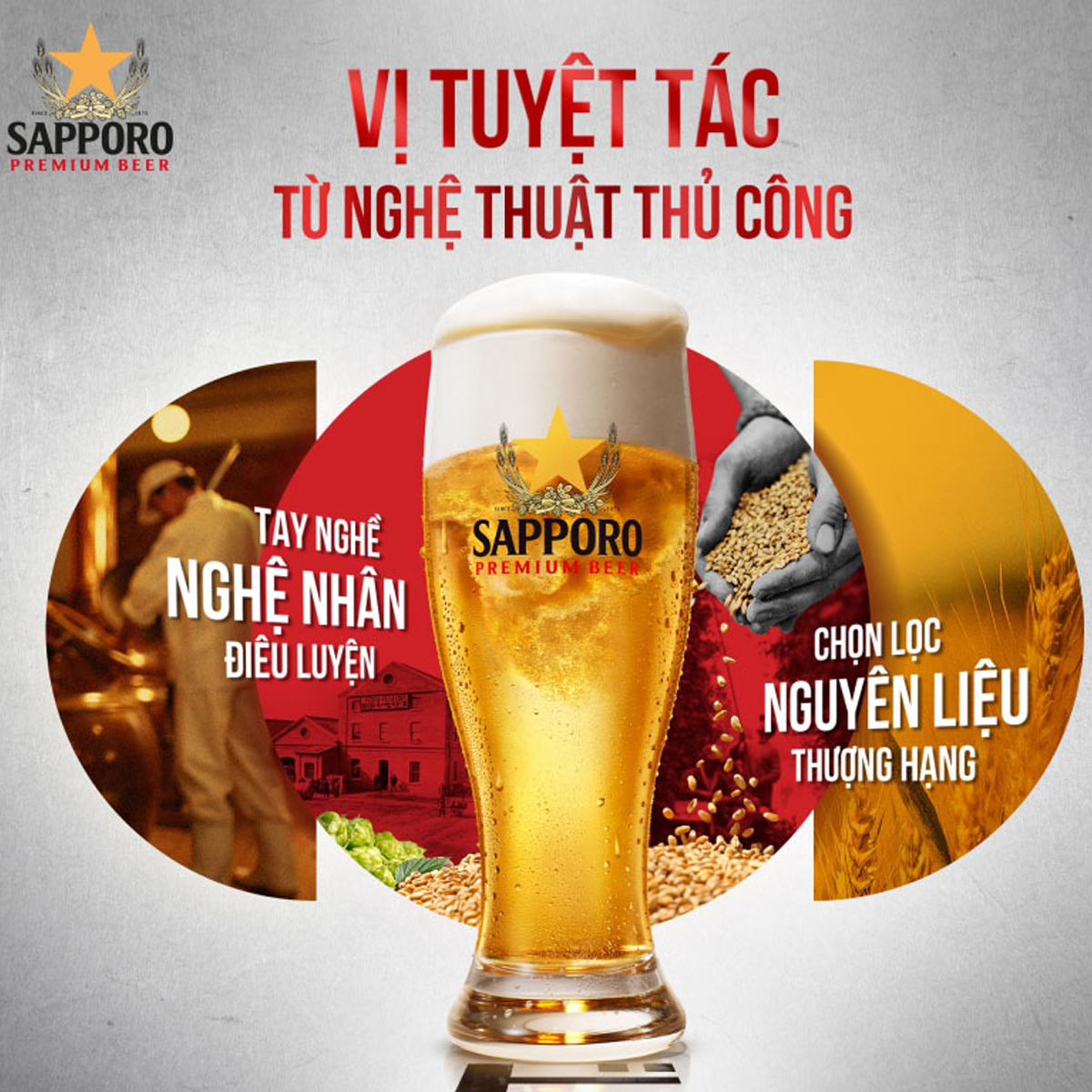 Thùng 12 lon bia Sapporo Premium Beer 500ml
