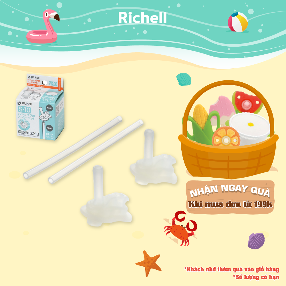 Ống hút S-10 RICHELL chống sặc - 2 bộ (khách đọc thông tin mô tả) | Baby