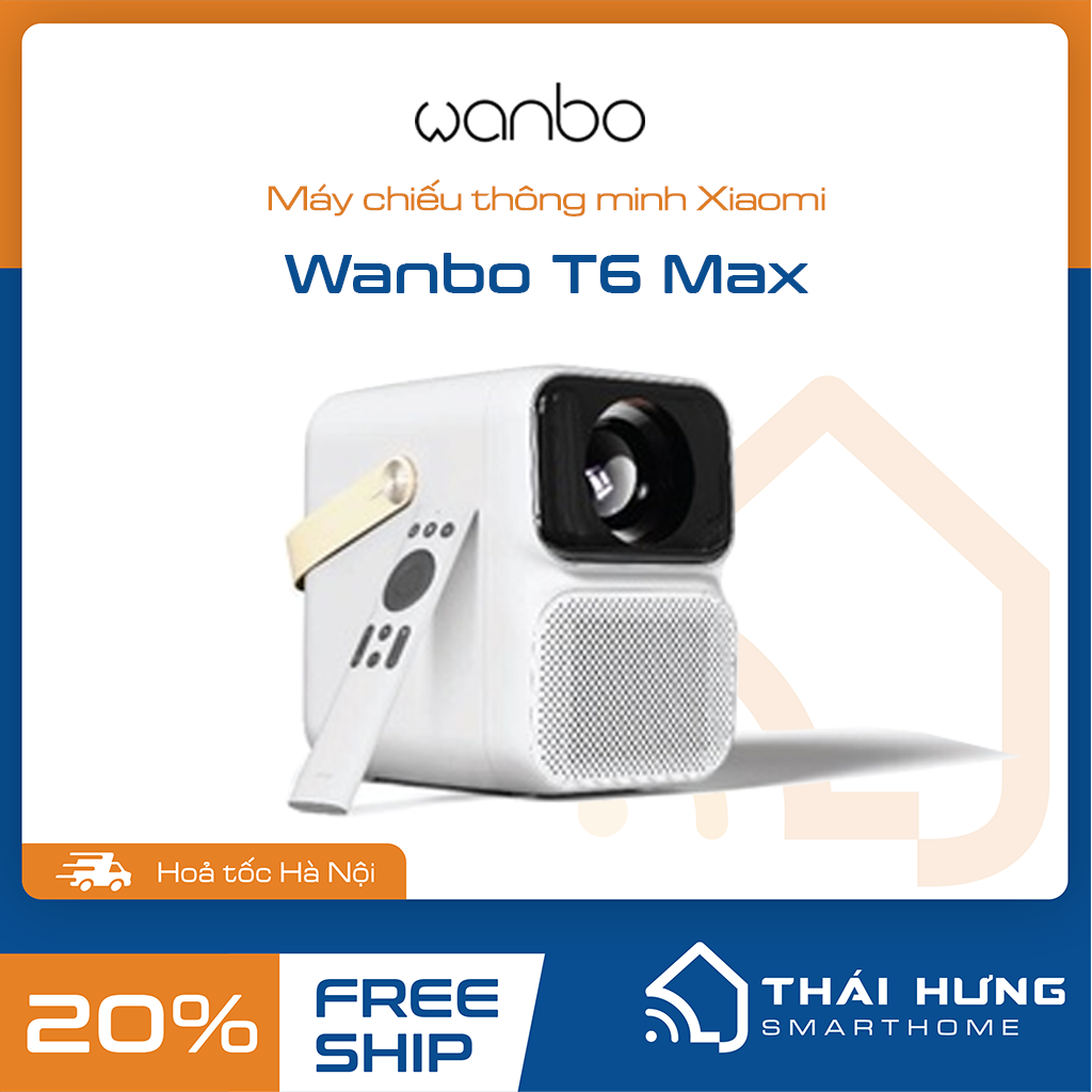 [Bản quốc tế, tặng chân máy chiếu] Máy chiếu thông minh Wanbo T6 Max bản Quốc tế (Full HD 1080P, 650 ANSI Lumens, tích hợp Android)