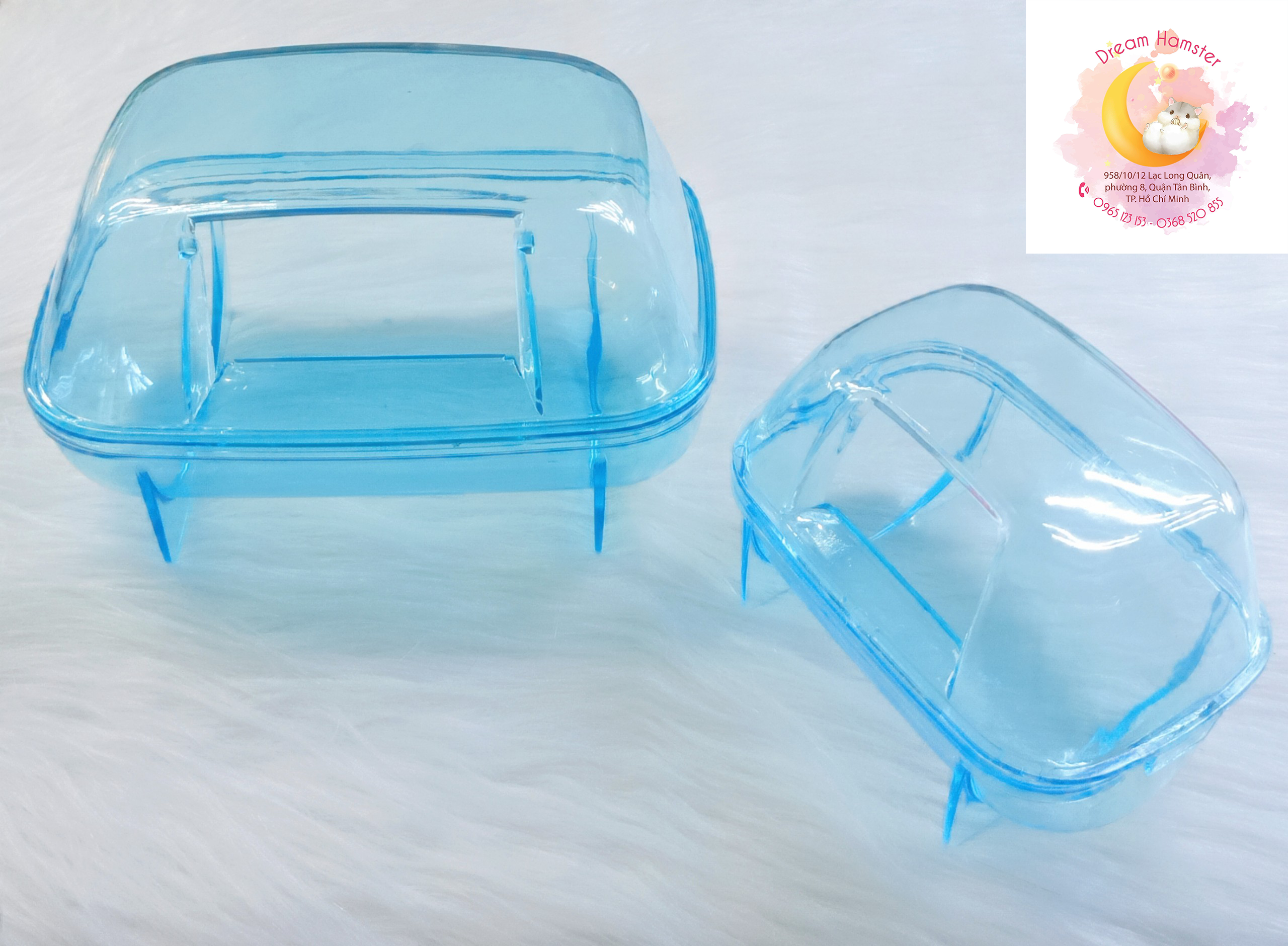 Nhà tắm mica vuông size đại cho hamster
