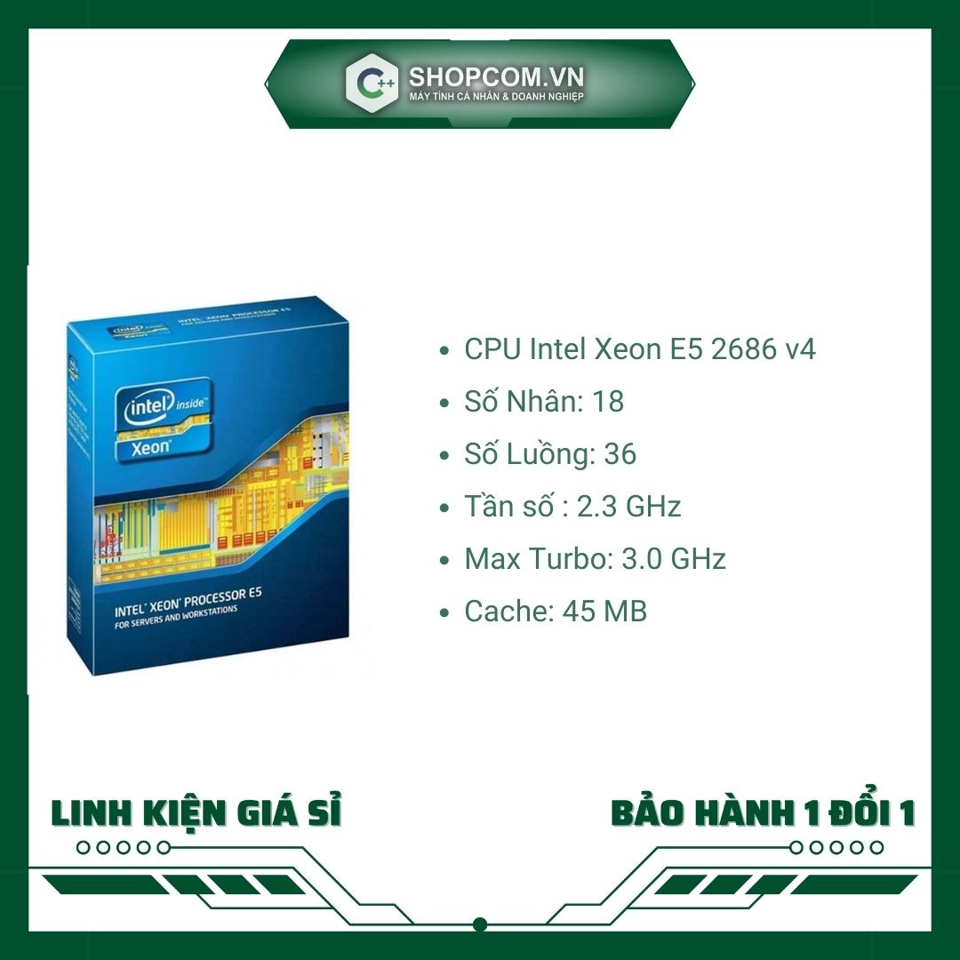 Intel xeon e5-2686 v4 sr2k8 18-core 2.3ghz 45mb lga 2011-3 processor with 12 months warranties
