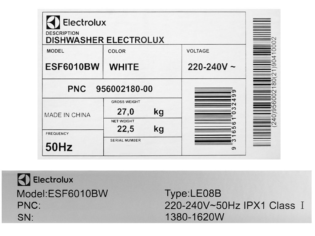 [Trả góp 0%]Máy rửa bát (rửa chén) ELectrolux ESF6010BW