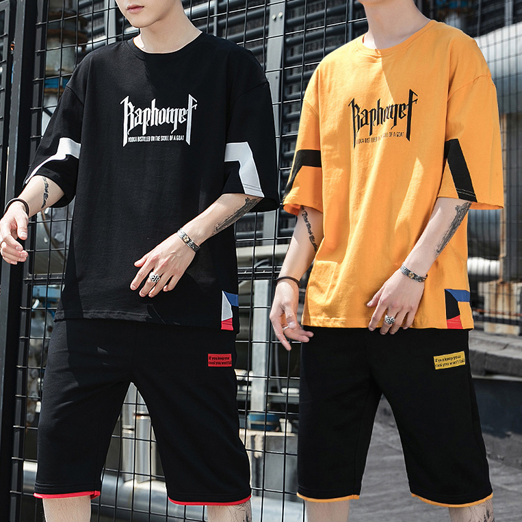 [Freeship MAX] Combo 02 Bộ Quần Áo Nam Ngắn Tay Quần Short Đùi In Chữ RAPHOTQET Phong Cách Hàn Quốc Trẻ Trung Cá Tính Rich Man CB2 MEN QA 090