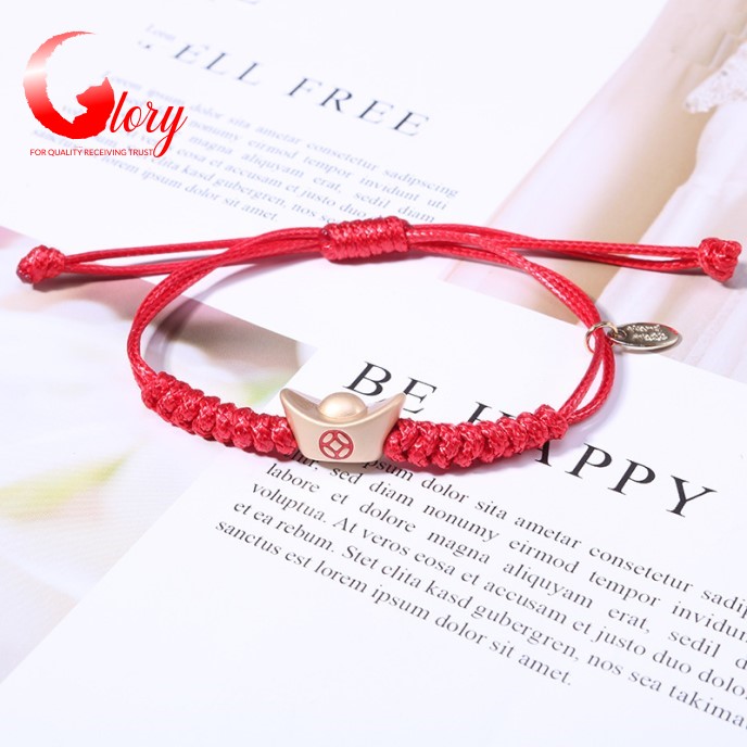 [HCM]Vòng tay nam nữ chỉ đỏ charm hạt đá thỏi vàng phong thủy may mắn siêu dễ thương cá tính G460789A