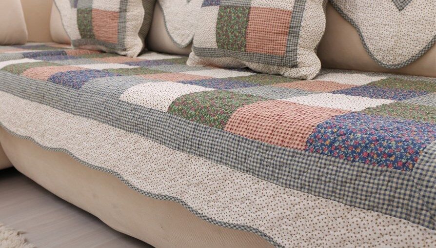 Thảm sofa 100% cotton chần bông mặt dưới có hạt chống trượt - có thể giặt tay hoặc giặt máy