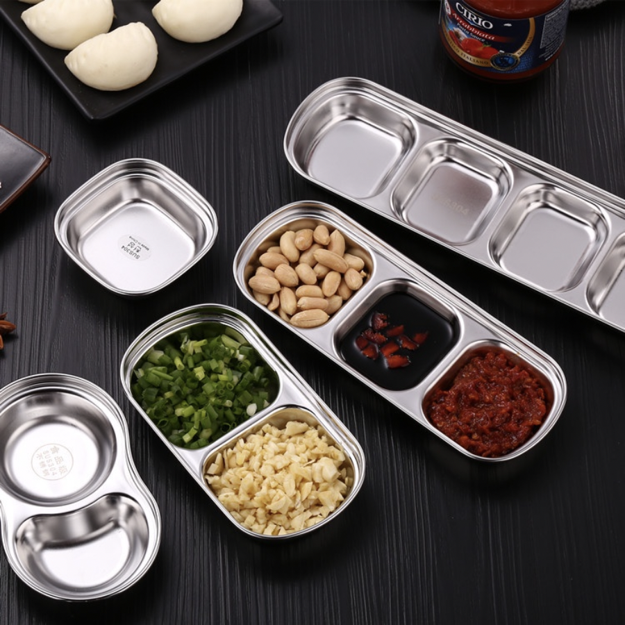 Dĩa, Chén INOX Đựng Gia Vị Sốt Chấm Hàn Quốc (Màu vàng, bạc)