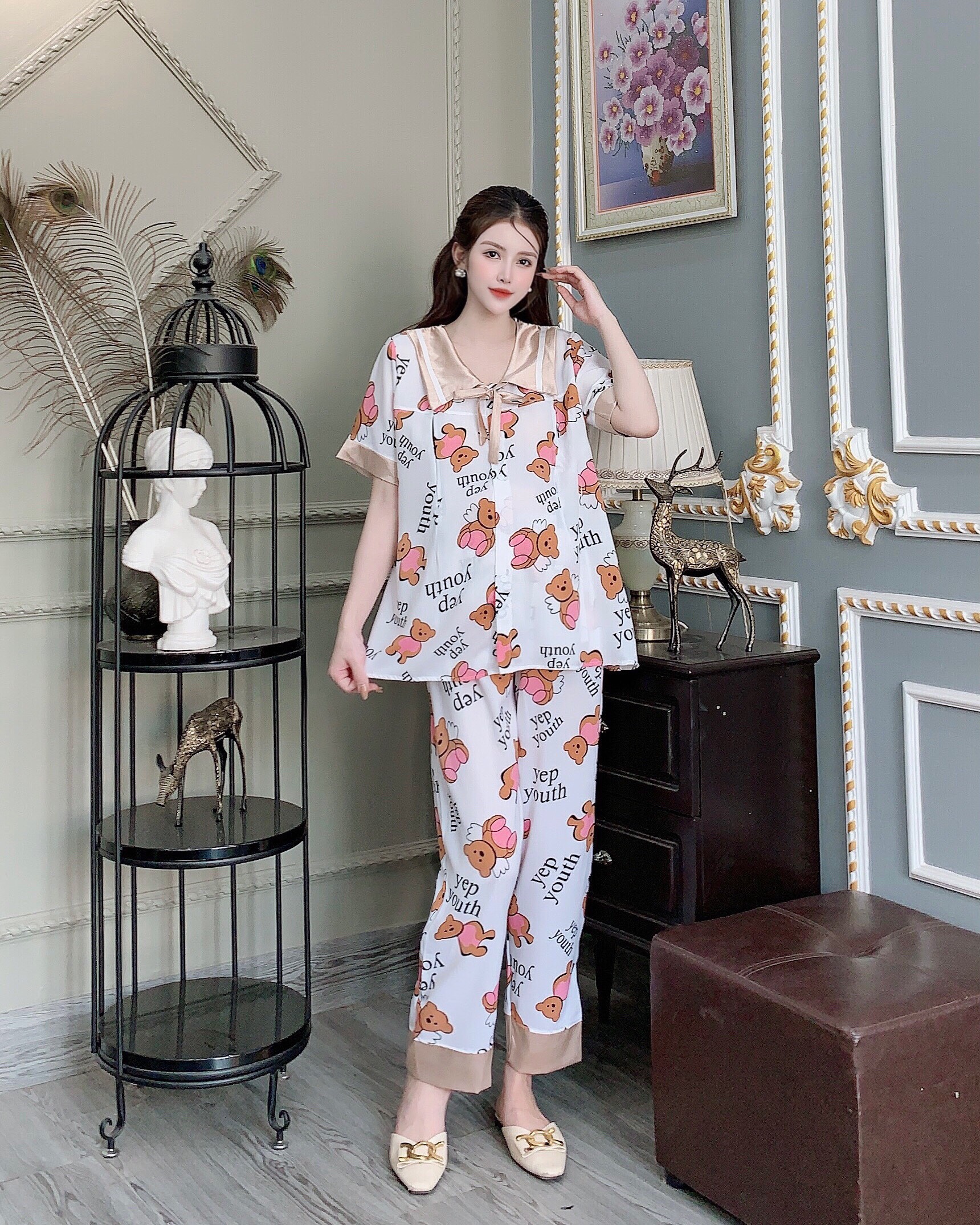 Bộ bầu kết hợp sau sinh tiện lợi-đồ bộ bầu đẹp chất lụa mềm mát