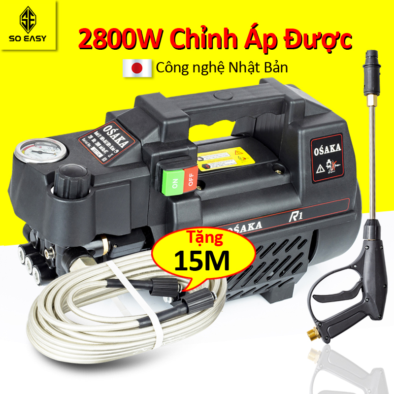 Máy rửa xe mini gia đình - máy rửa xe cao áp - may rua xe 2800w - máy rửa xe mini điện 220v - có thể chỉnh áp - bộ máy xịt tưới cây dễ dàng sử dụng - ống bơm nước 15m - vòi bơm áp lực cao C0001B2