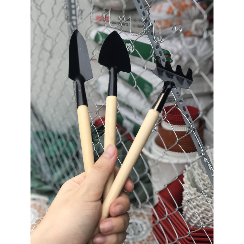 Bộ Dụng Cụ Làm Vườn Mini 3 Món Tiện Dụng ( cán gỗ)