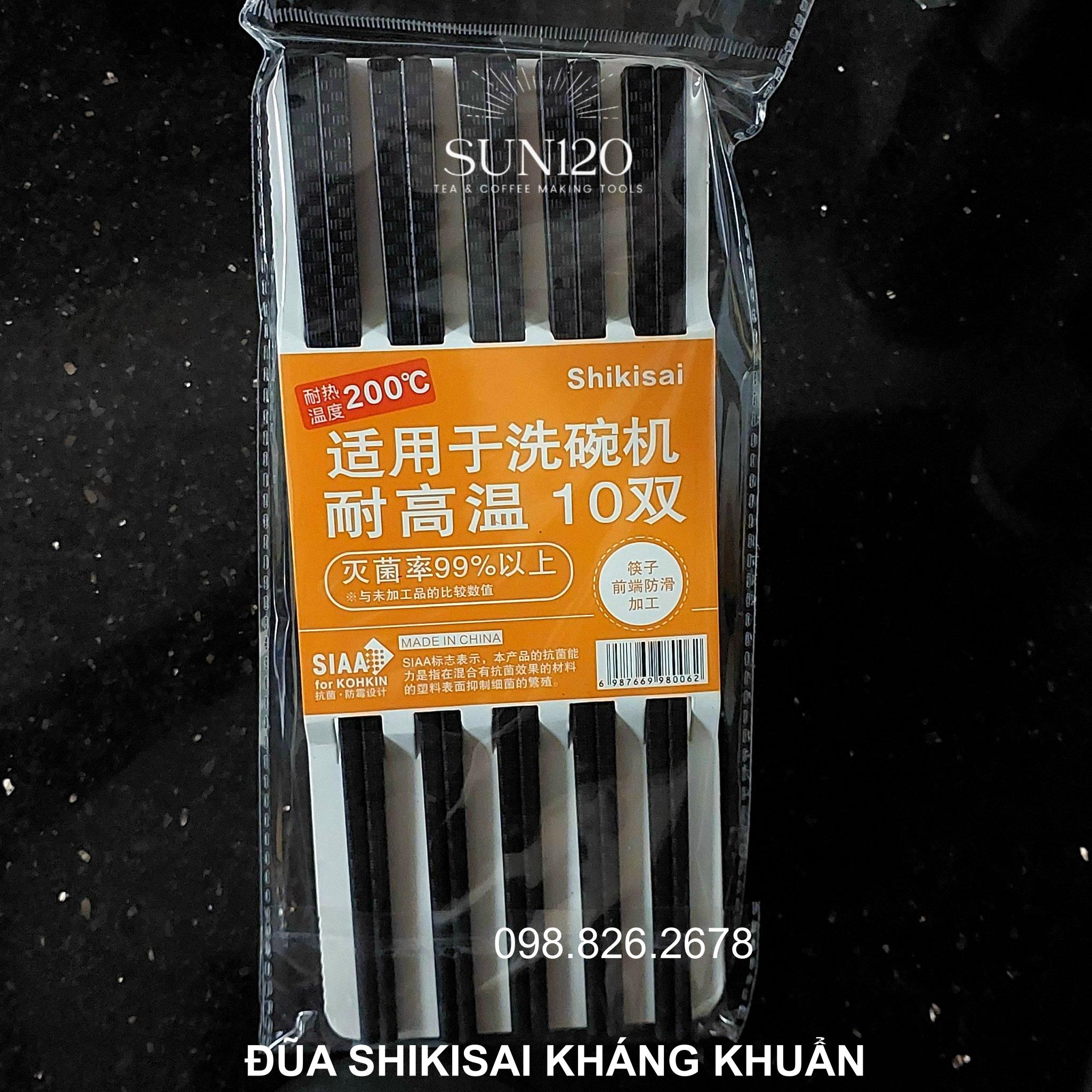 Bộ 10 đôi đũa Nhật kháng khuẩn Shikisai hoa đào Đũa sợi thuỷ tinh của Nhật chống ẩm mốc