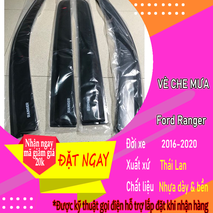 VÈ CHE MƯA ĐEN chuyên dành cho các dòng xe FORD RANGER dễ dàng lắp đặt