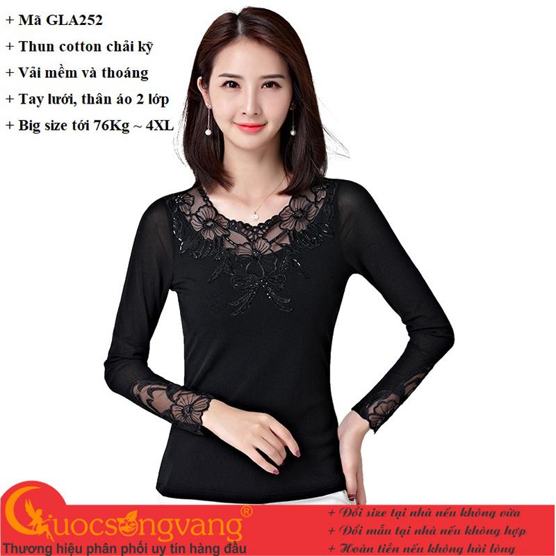 Áo kiểu nữ phối ren áo thun nữ dài tay A252 Cuocsongvang