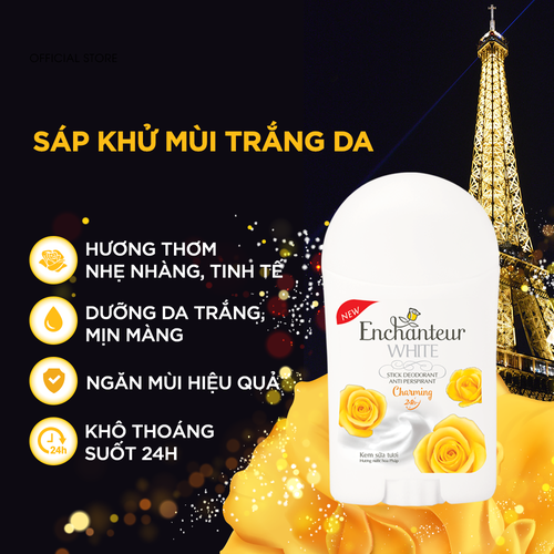 [HCM]SÁP KHỬ MÙI TRẮNG DA ENCHANTEUR CHARMING 40G