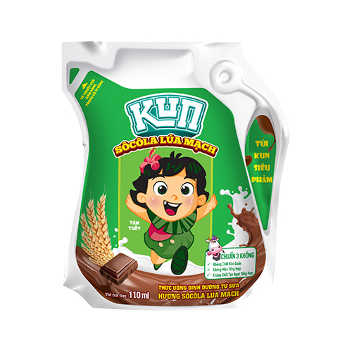 [Tặng bút Kun] Thùng 24 túi x 110ml sữa Kun socola lúa mạch.