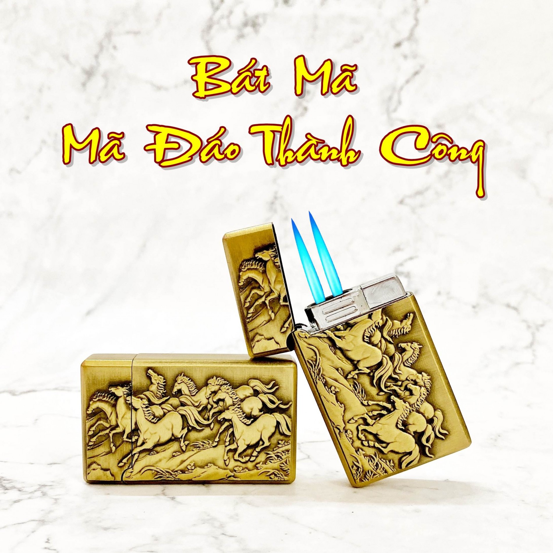 BẬT LỬA KHÈ BẤM NGANG 2 TIA HÌNH BÁT MÃ (MÃ ĐÁO THÀNH CÔNG) - (XÀI GAS)