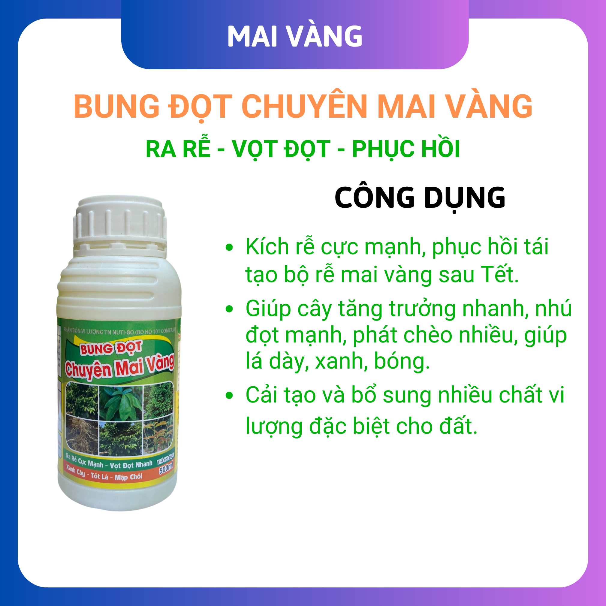 Phân bón mai vàng, siêu vọt đọt chai 500ml