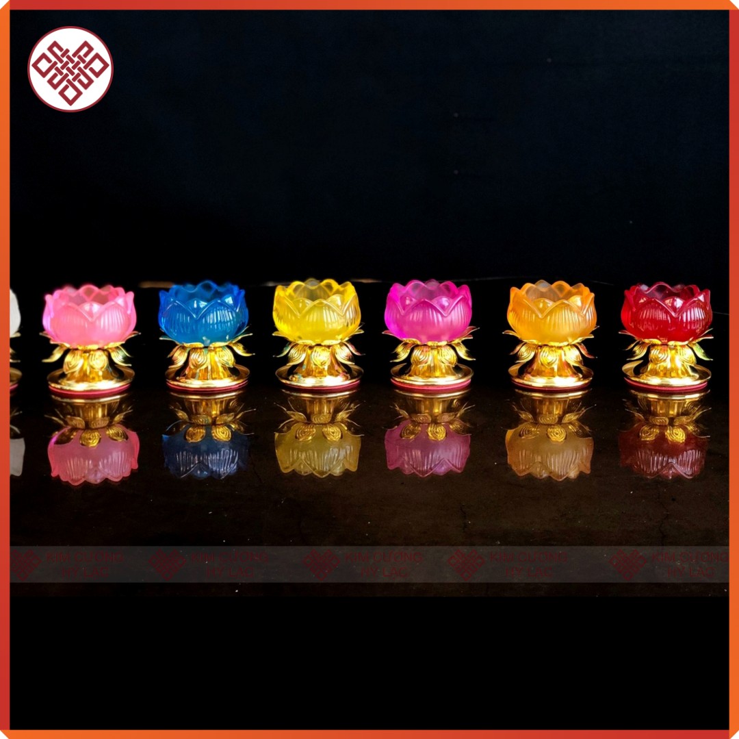 Chân đèn đồ thờ cúng [Kim Cương Hỷ Lạc]  lưu ly đế hợp kim