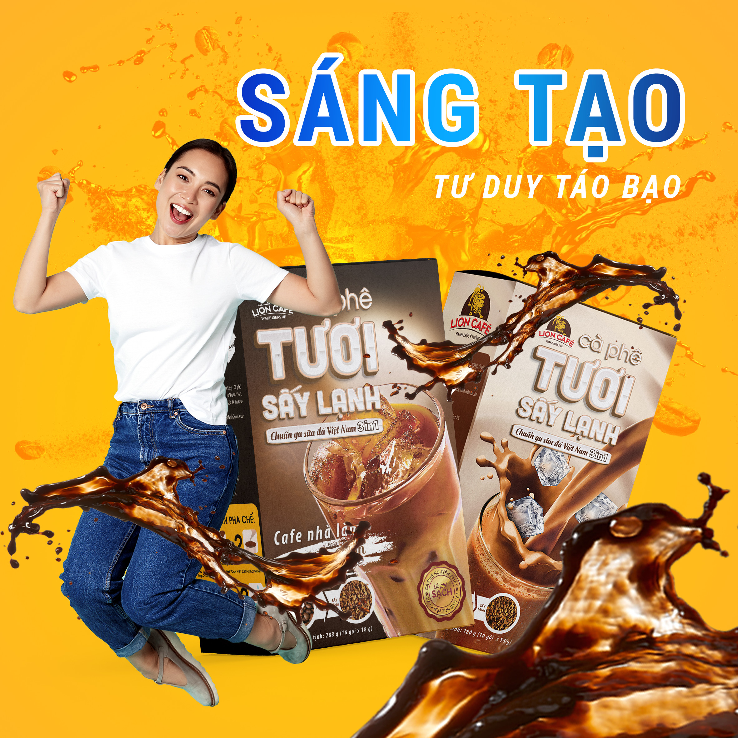 LION CAFE - Cà phê hòa tan 3in1 - Cà phê TƯƠI  Sấy Lạnh - Gu Sữa Đá - Hộp 180g (10 gói x 18g)
