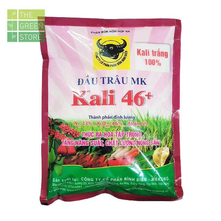 Phân bón kali trắng 46+ Đầu Trâu (1kg) kích ra hoa đồng loạt, tăng đậu trái, nuôi trái cho rau củ, cây ăn trái