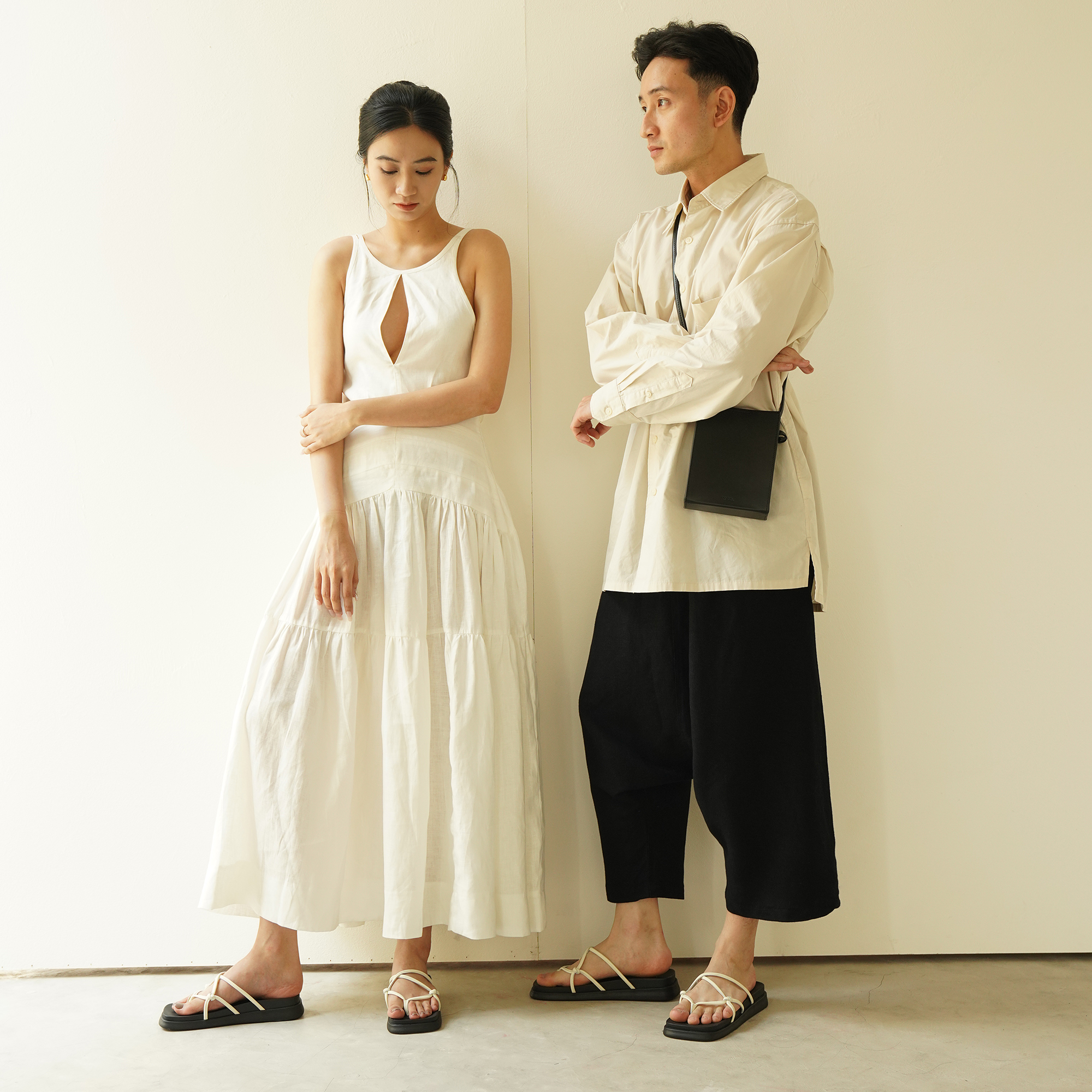 RỐI SANDALS Waa.- Màu Kem - Dép Dây Da Thật