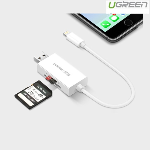 Đầu đọc thẻ SD/TF cho iPhone, iPad chuẩn Lightning Ugreen 30612