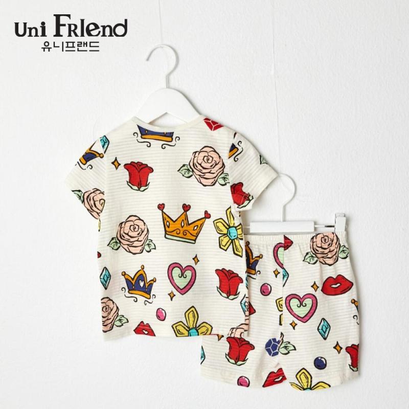 Nơi bán Đồ bộ mặc nhà bé gái Unifriend thun ngắn hoạ tiết hoàng gia U9SSTS22