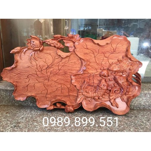 Khay trà gỗ gõ nguyên khối