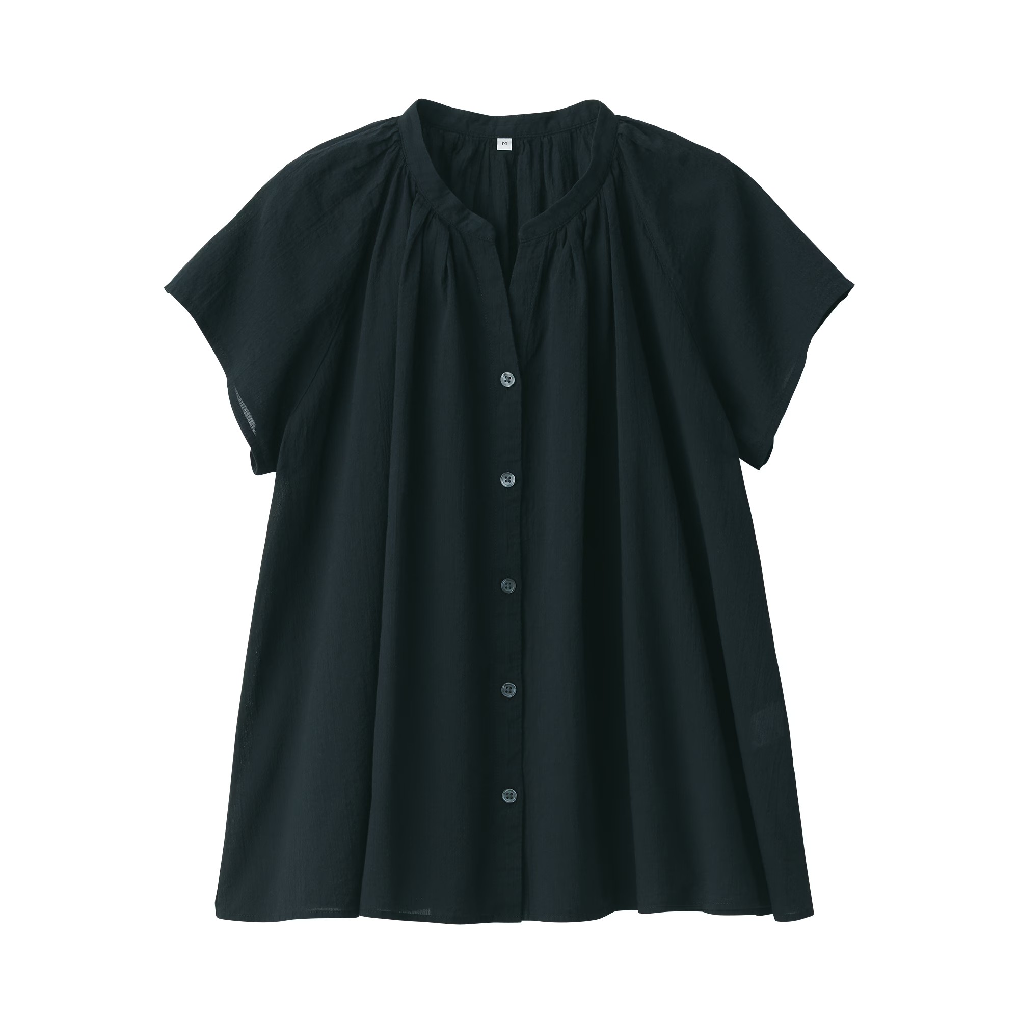 Áo kiểu vải high twisted veli tay liền muji