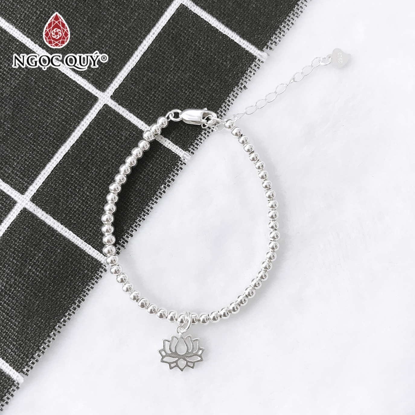 [HCM]Lắc bi bạc hoa sen - Ngọc Quý Gemstones