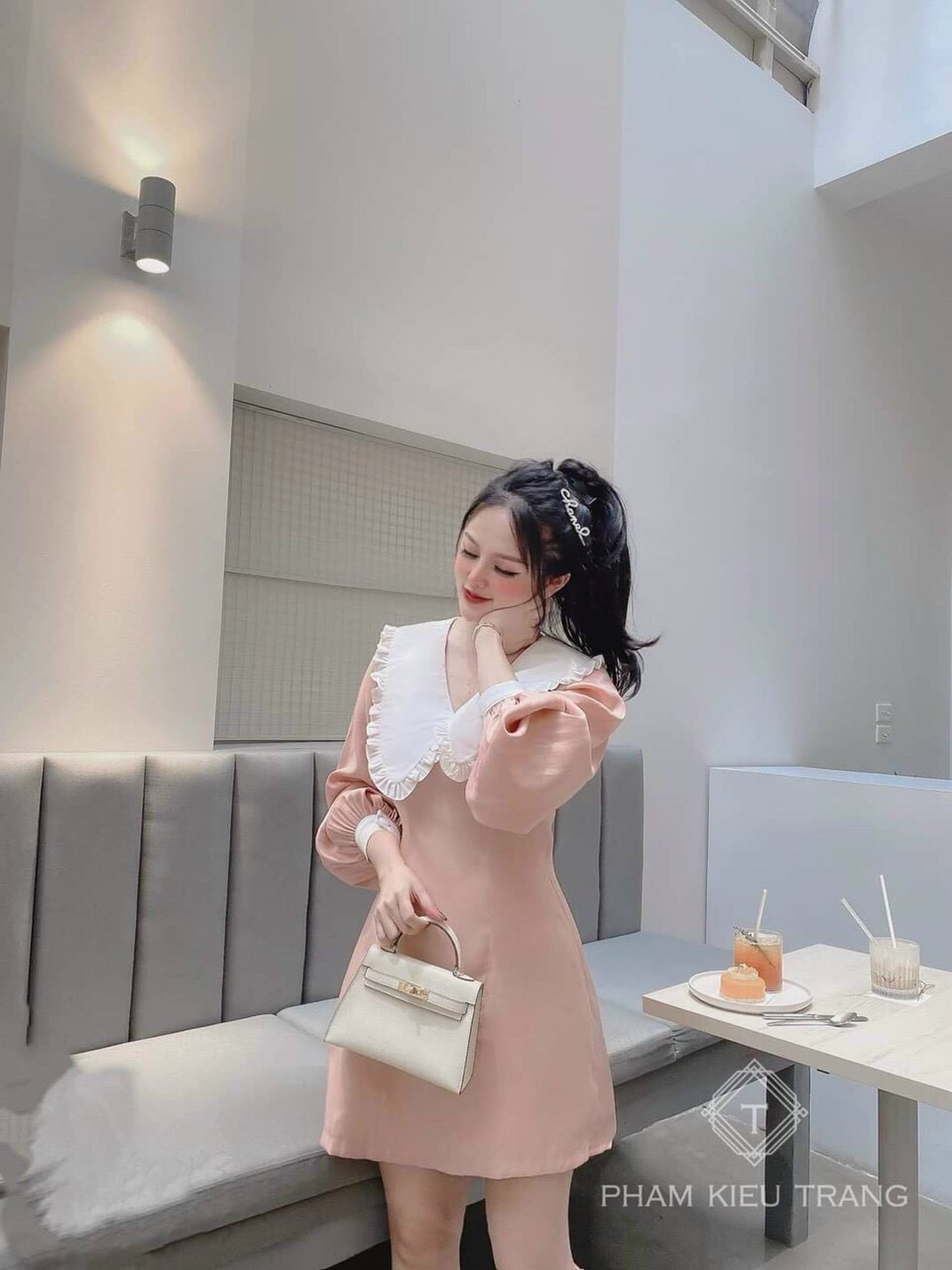 [HCM]Đầm nữ tay dài cổ bèo dễ thương