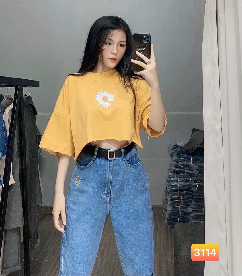 [15-17.5 Hoàn tiền 15%] QUẦN BAGGY JEAN NỮ HOA CÚC DỄ THƯƠNG - MTB
