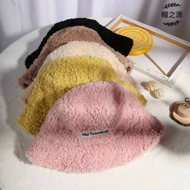 Mũ lông cừu bucket retro phong cách hàn quốc giá sỉ