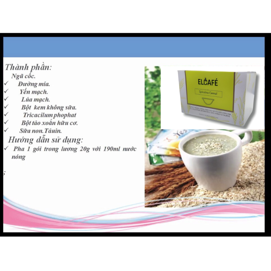 [  ] Bột ngũ cốc ElCafe Spirulina Cereal - 20 GÓI/HỘP