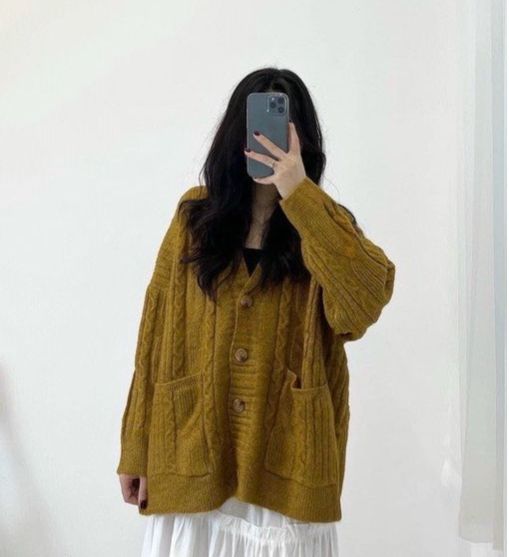 Áo Cardigan Len Dáng Dài Vặn Thừng Form Rộng