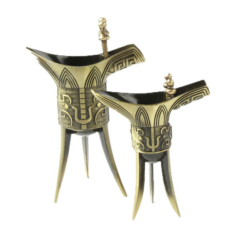 Ly uống rượu đồng giả cổ, ly rượu tần thủy hoàng, chén càn long uống rượu trang trí thờ cúng - Decor Việt