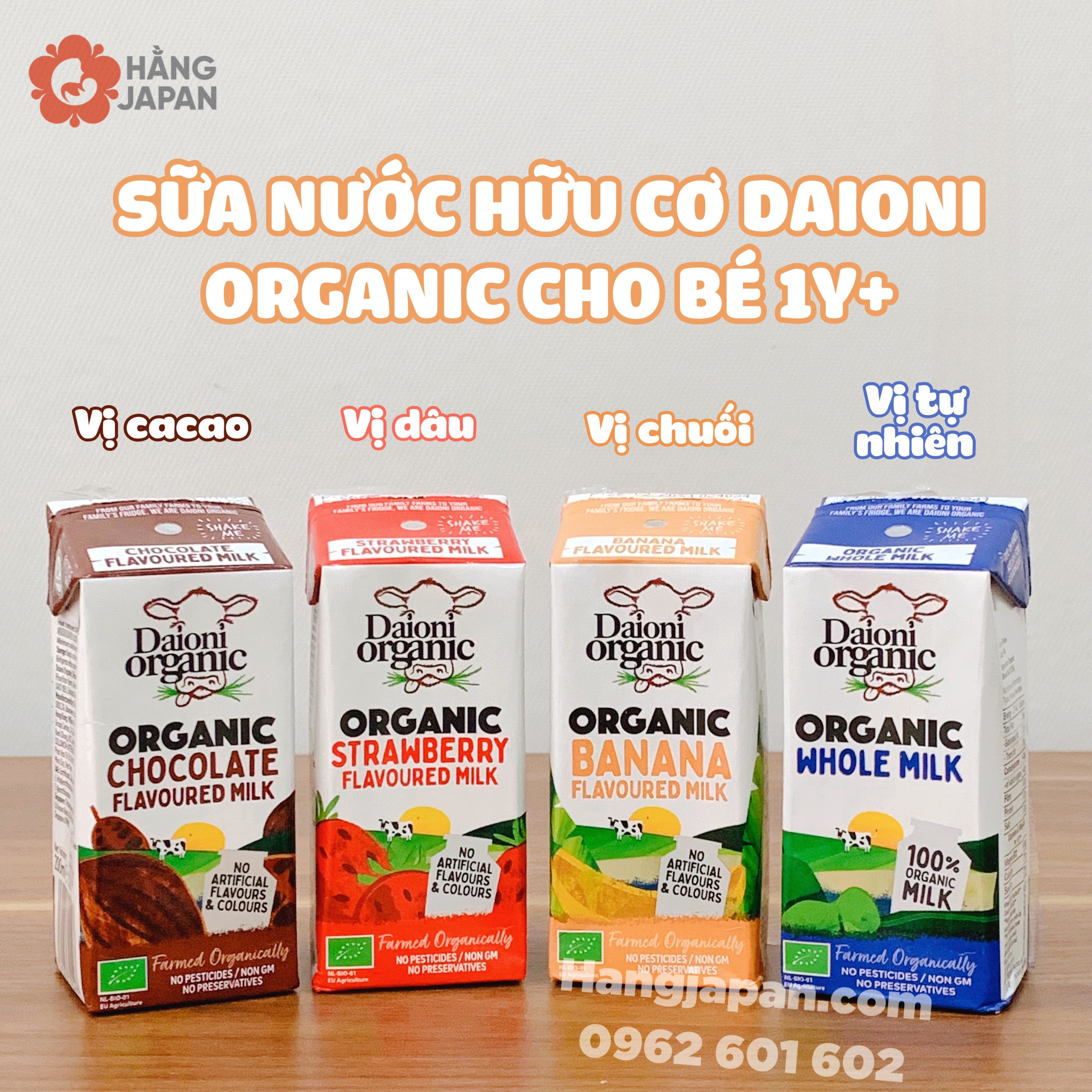 Sữa tươi hữu cơ tách béo Daioni 200ml thùng 24 hộp