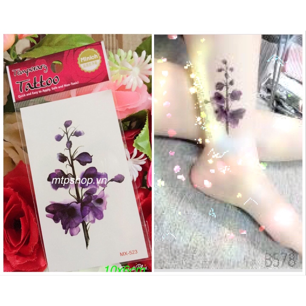 [HCM]Combo 6 tấm hình xăm dán tattoo hoa màu10x6cm  (Mua 2 combo tặng 2 tấm đồng size)
