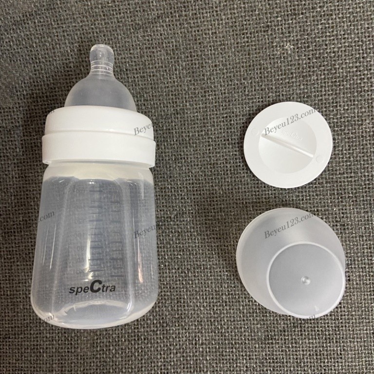 Tách lẻ - 1 bình trữ sữa mẹ Spectra 160ml cổ rộng kèm núm ti và nắp đậy (Sản xuất tại Hàn Quốc) SPT U1015