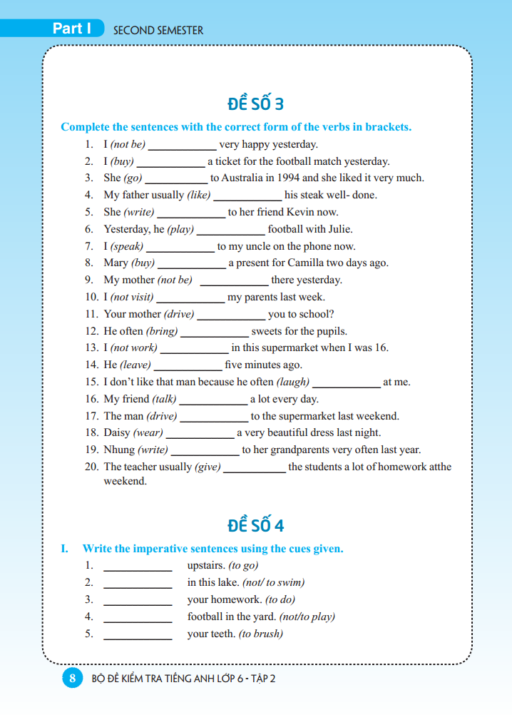 Bộ Đề Kiểm Tra Tiếng Anh Lớp 6 - Tập 2